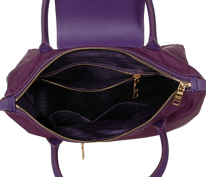 2014 Prada tessuto nylon shopper tote bag BN2107 dark purple